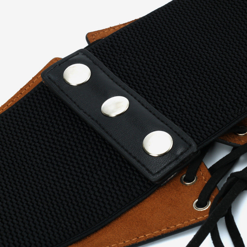 Wide Waist Cincher with Ties and Straps