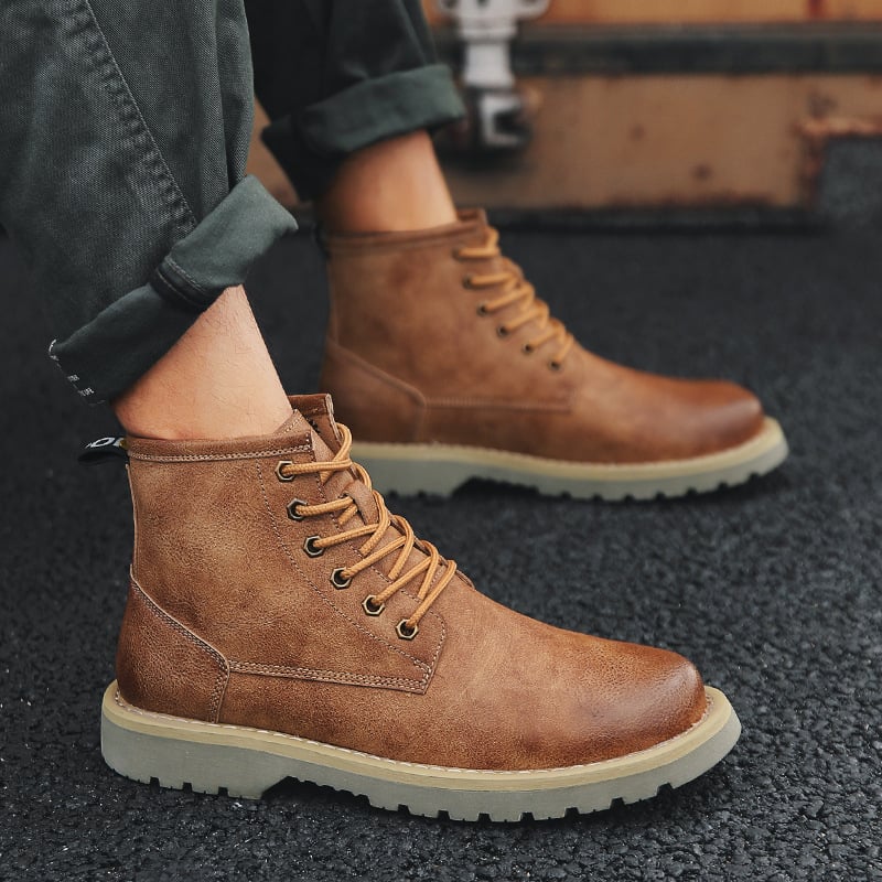 Men's Korean Style High-Top Fleece Winter Boots