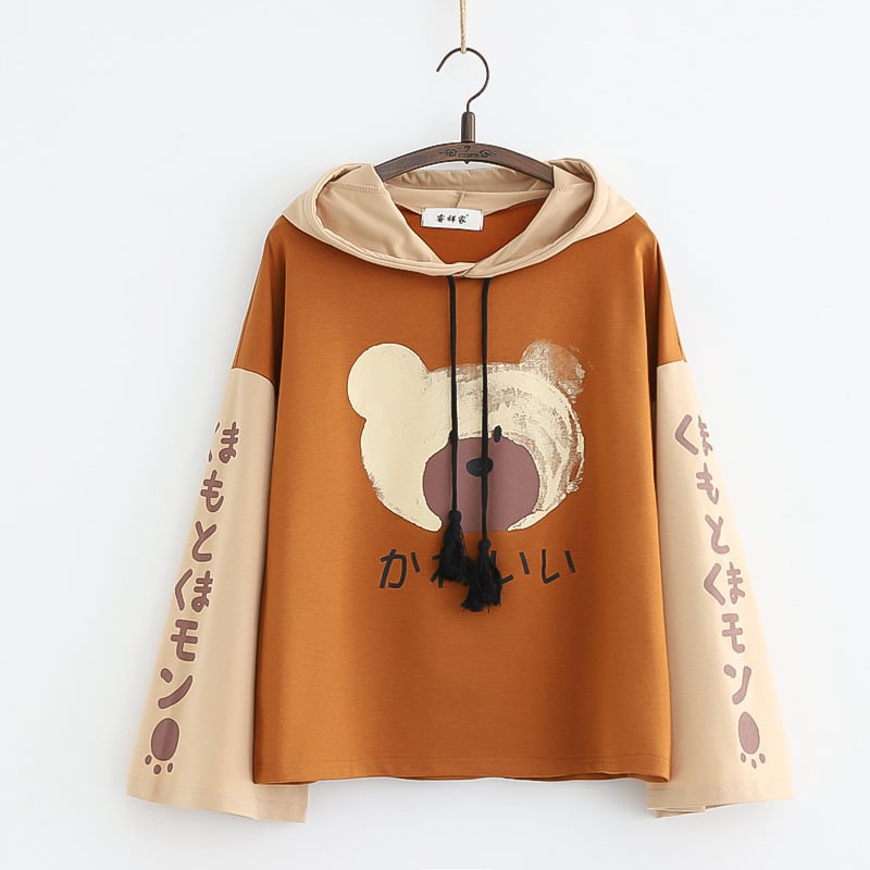 Korean Sweatshirt with Cute Bear Print Design