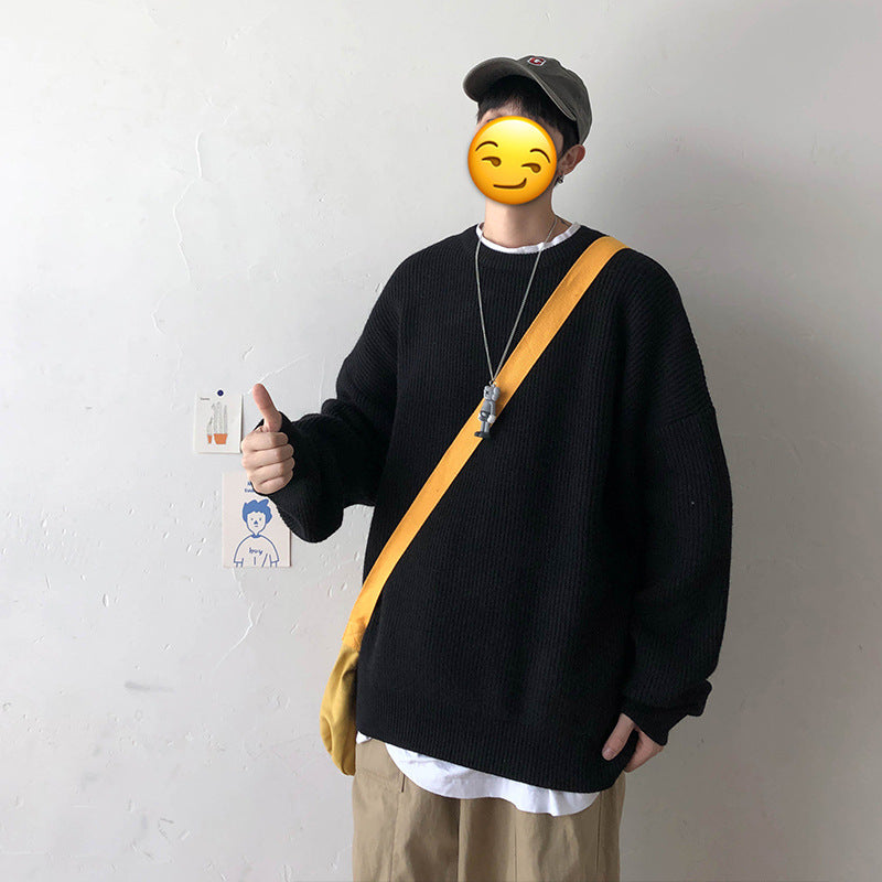 Men's Winter Crew Neck Sweater - Casual Knit Top