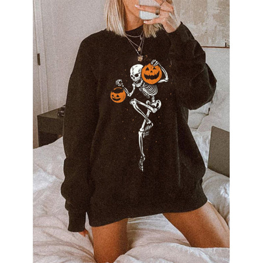 Ladies' Round Neck Long Sleeve Letter Print Sweatshirt