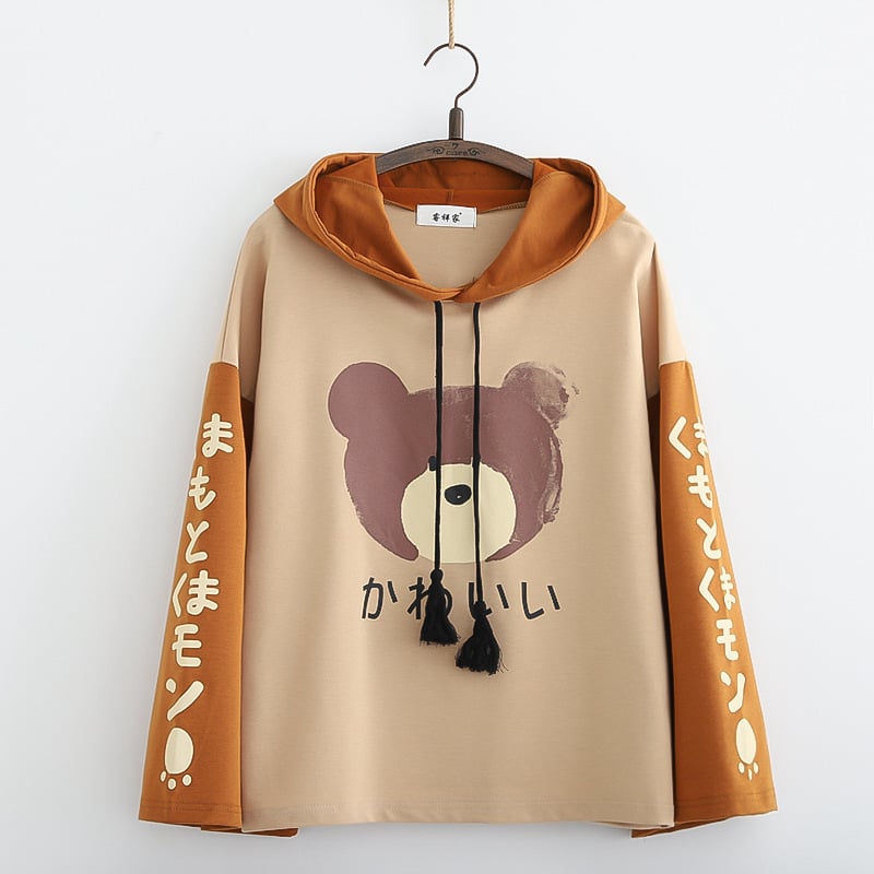 Korean Sweatshirt with Cute Bear Print Design