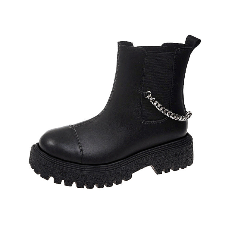 Women's Chain Thick-Soled Casual Short Boots