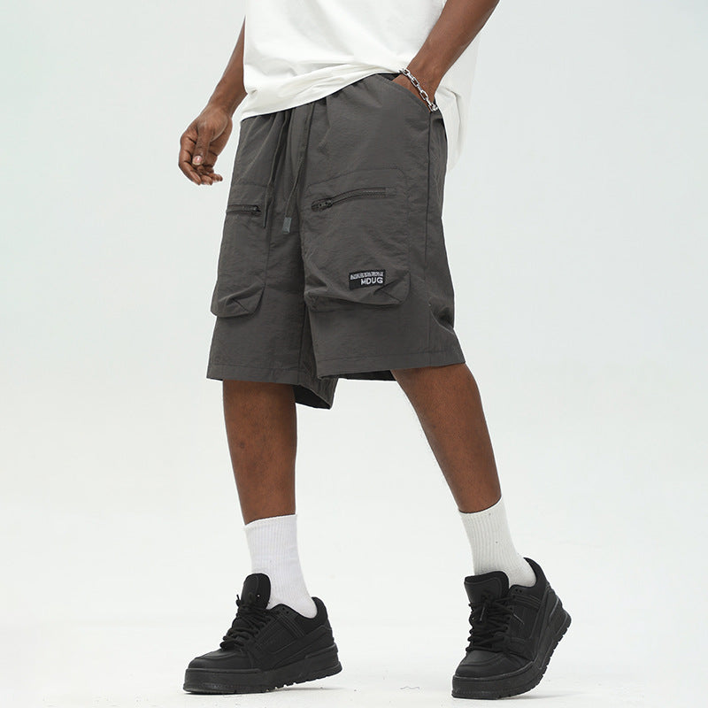 Casual Hip-Hop Cargo Shorts with Straps by MAMC