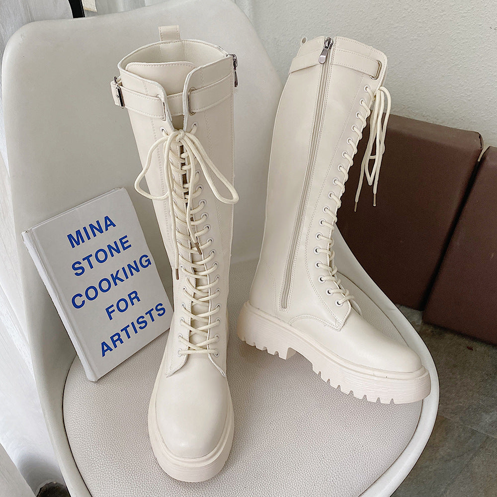 Thick Heel Platform Rider Boots