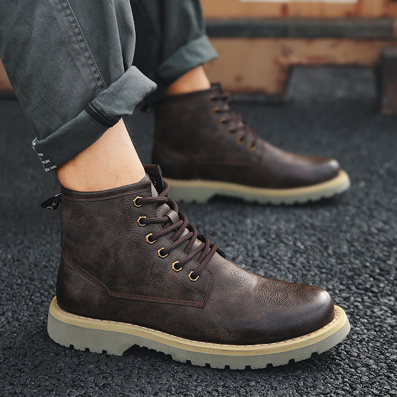 Men's Korean Style High-Top Fleece Winter Boots