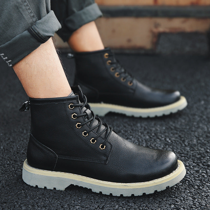 Men's Korean Style High-Top Fleece Winter Boots
