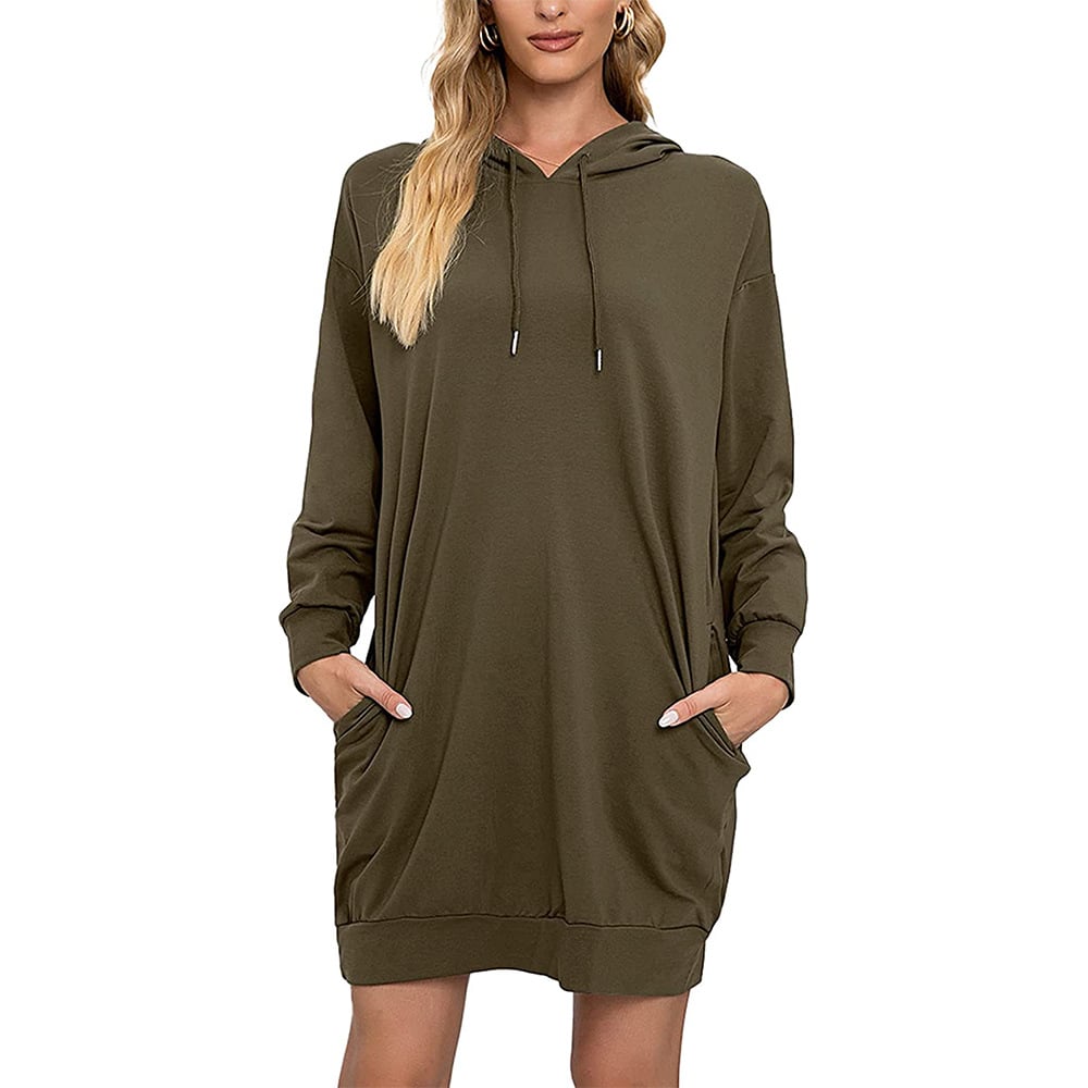 Hooded Mid-Length Lace-Up Long-Sleeved Sweater