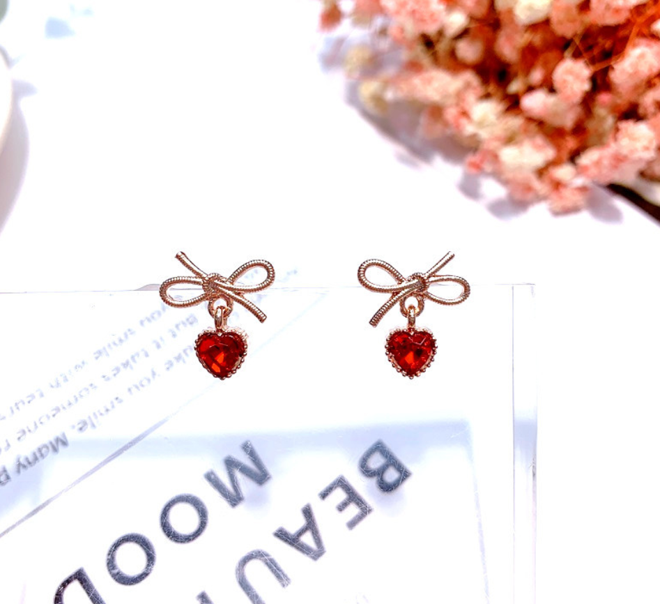 Heart Bow Earrings (Heart and Bow Design)