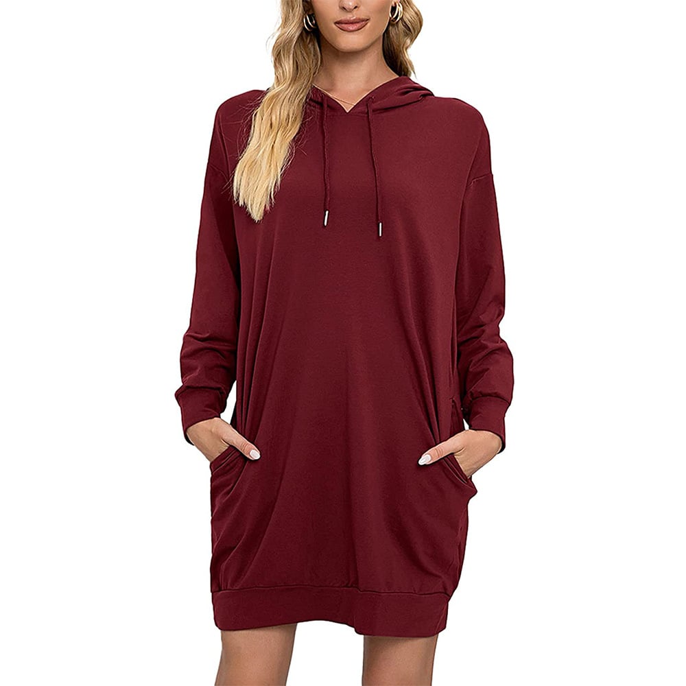 Hooded Mid-Length Lace-Up Long-Sleeved Sweater