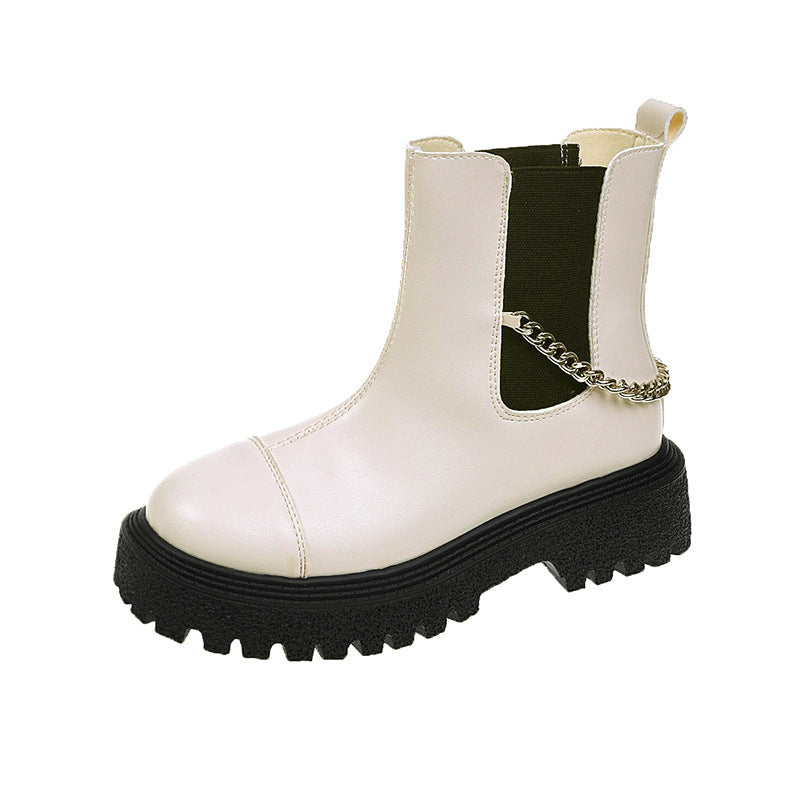 Women's Chain Thick-Soled Casual Short Boots