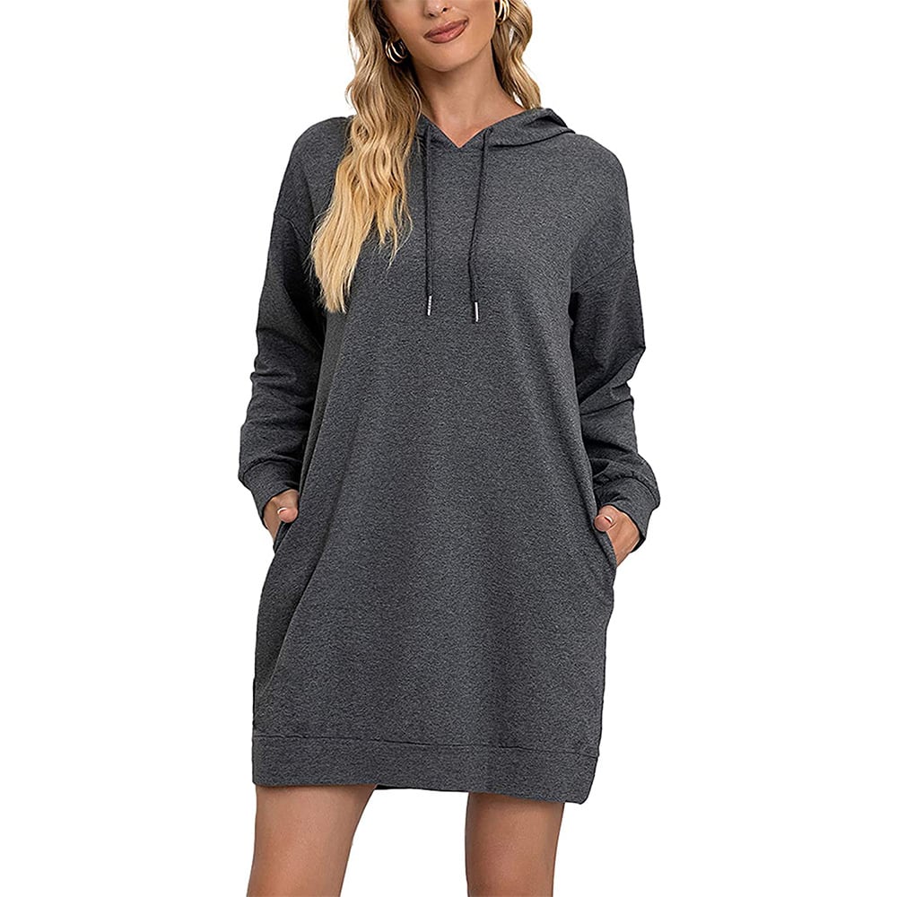 Hooded Mid-Length Lace-Up Long-Sleeved Sweater