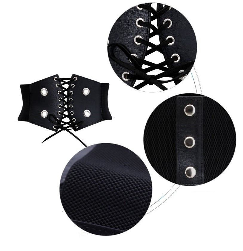 Wide Waist Cincher with Ties and Straps