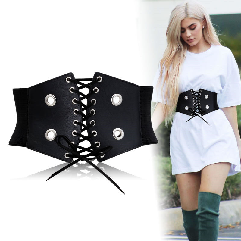 Wide Waist Cincher with Ties and Straps