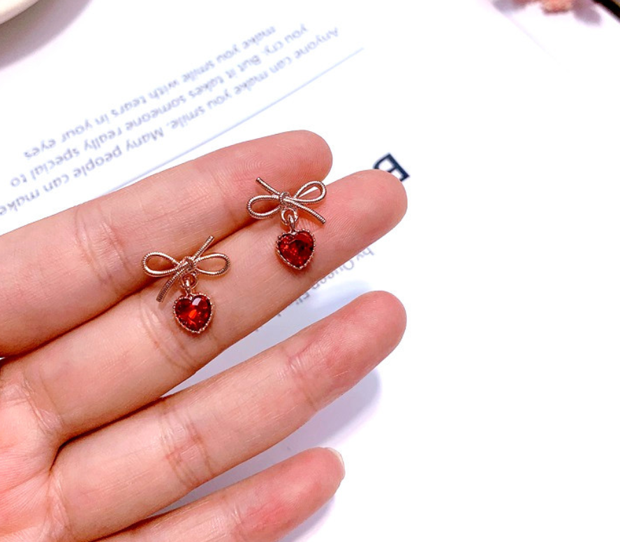Heart Bow Earrings (Heart and Bow Design)