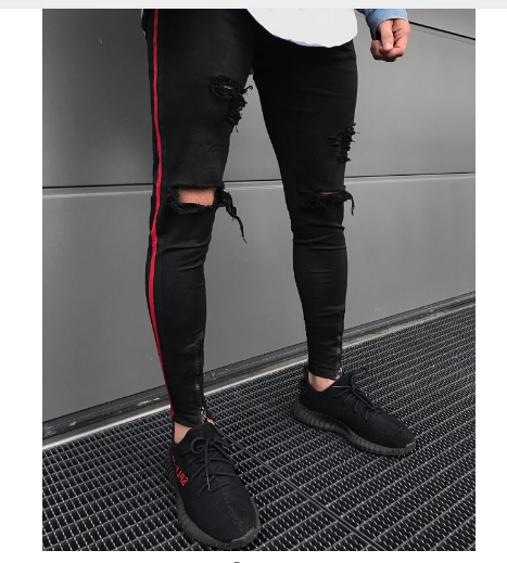 Ripped Denim Long Pants - Versatile Skinny Fit