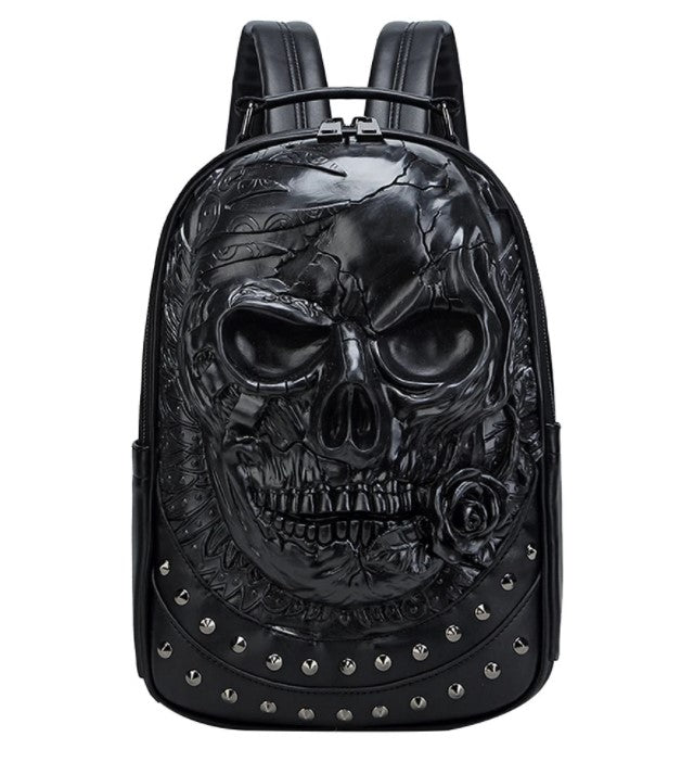 Three-Dimensional Embossed Skull Backpack