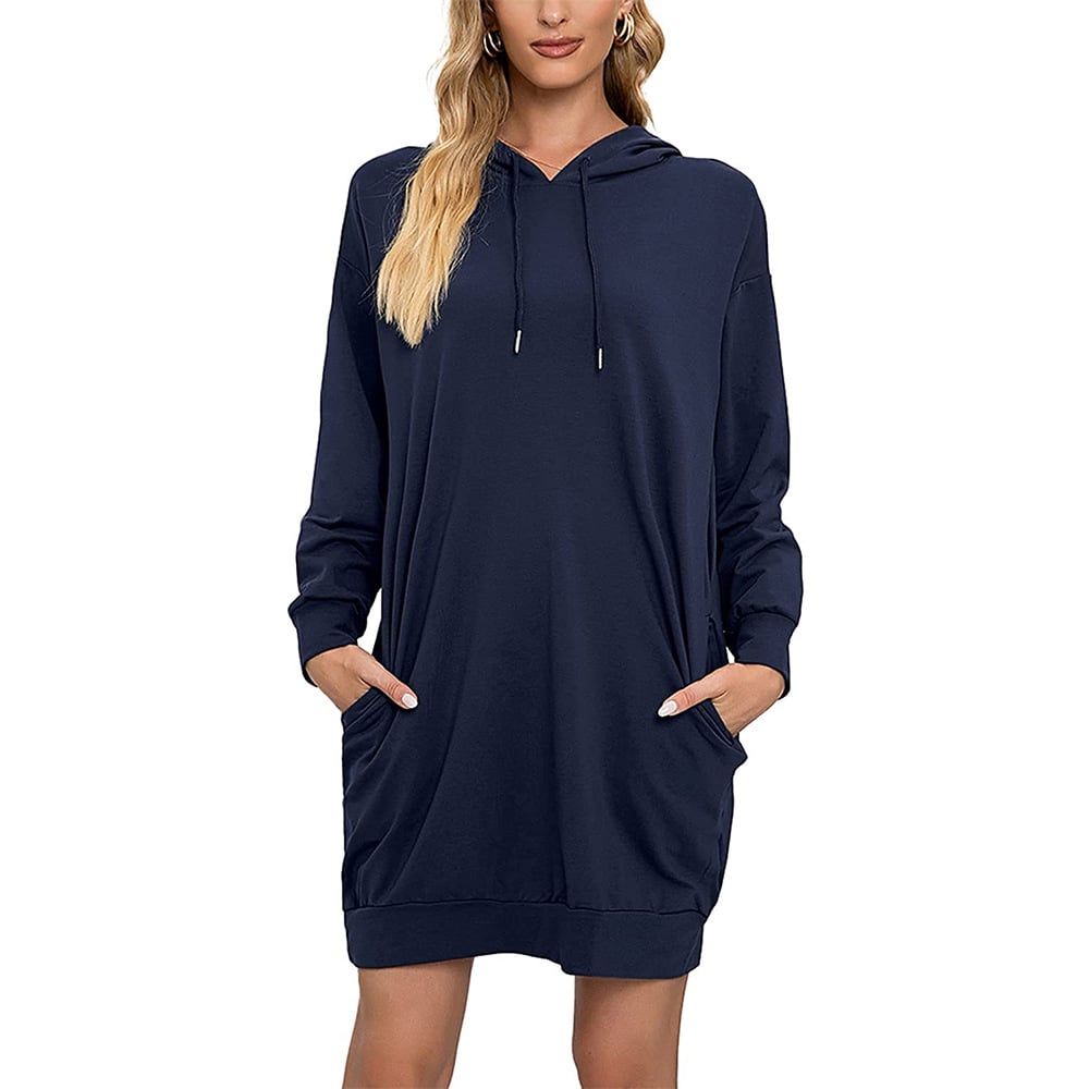 Hooded Mid-Length Lace-Up Long-Sleeved Sweater