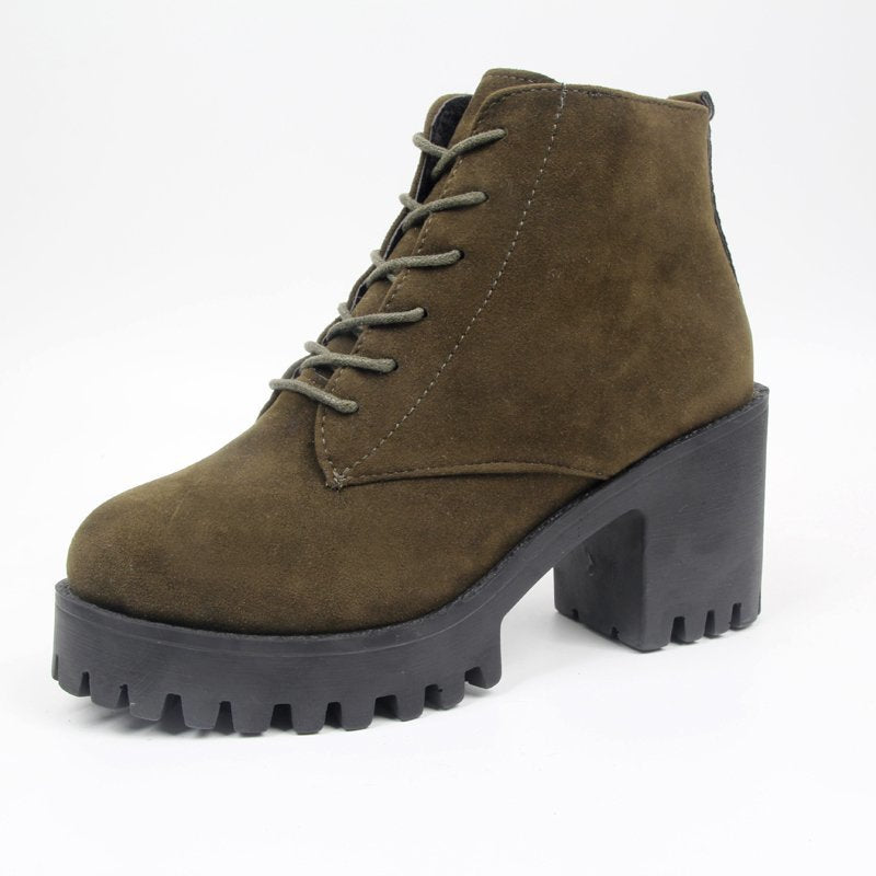 British Style Women's Thick Heel Ankle Boots for Fall/Winter