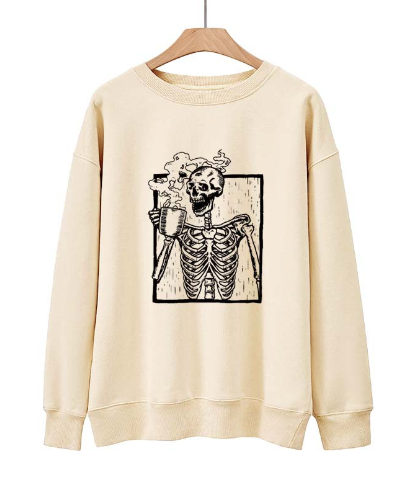 Day of the Dead Skull Print Long Sleeve Sweatshirt