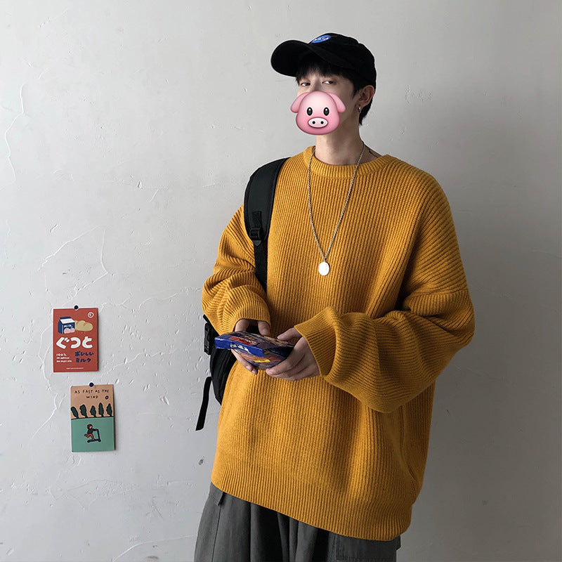 Men's Winter Crew Neck Sweater - Casual Knit Top