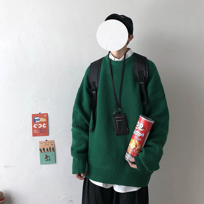 Men's Winter Crew Neck Sweater - Casual Knit Top
