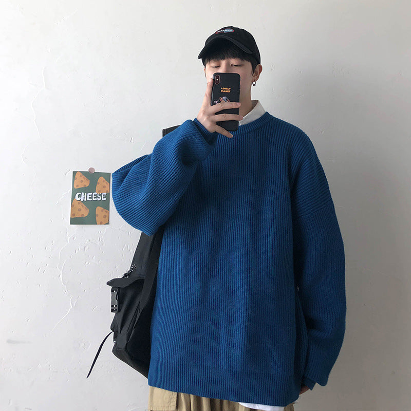 Men's Winter Crew Neck Sweater - Casual Knit Top