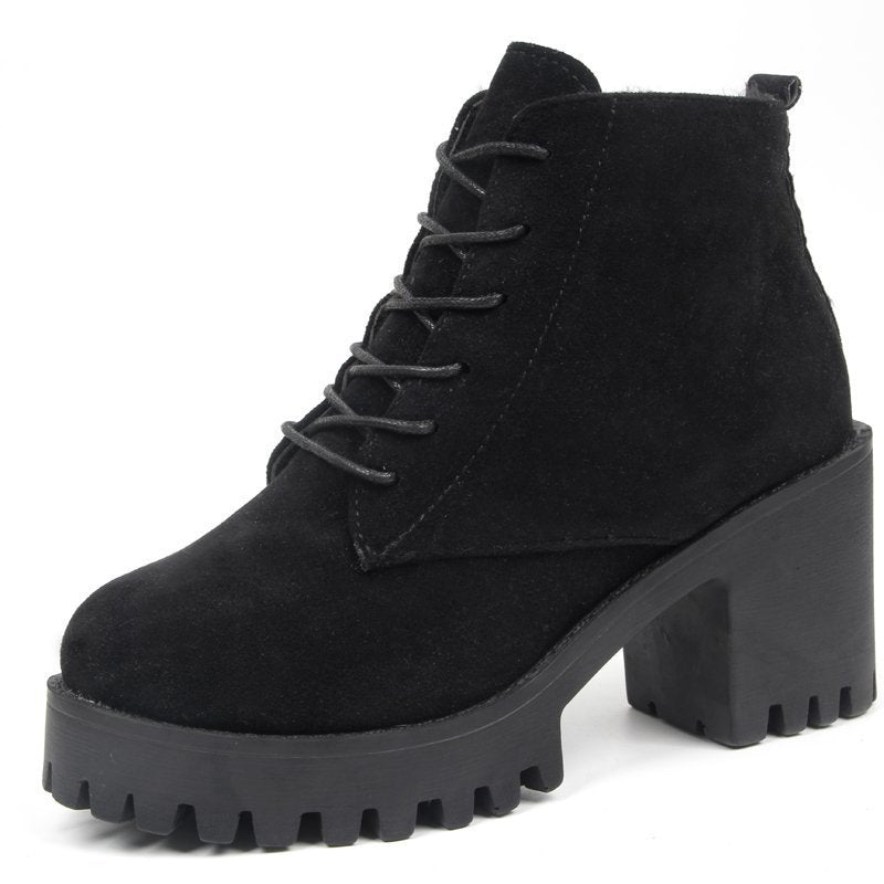 British Style Women's Thick Heel Ankle Boots for Fall/Winter