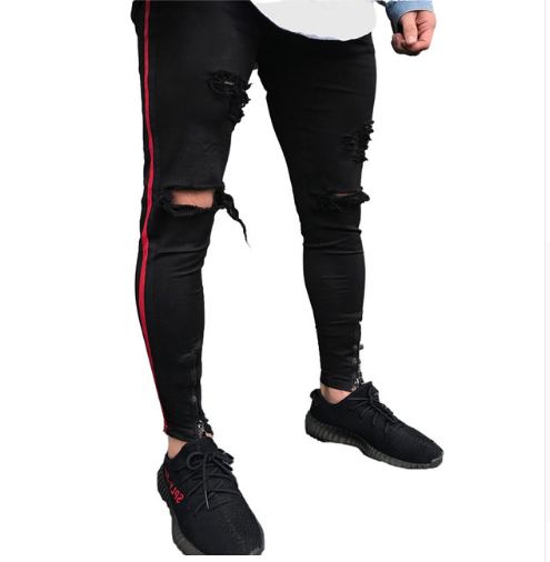 Ripped Denim Long Pants - Versatile Skinny Fit
