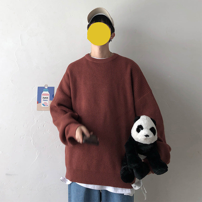 Men's Winter Crew Neck Sweater - Casual Knit Top