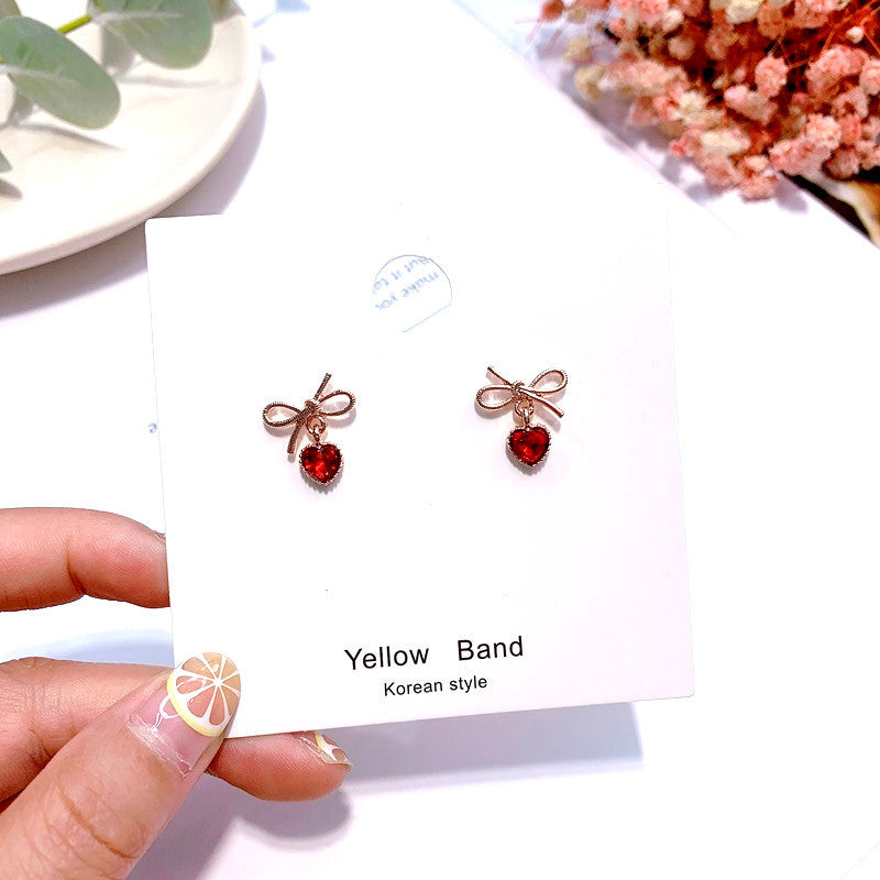 Heart Bow Earrings (Heart and Bow Design)
