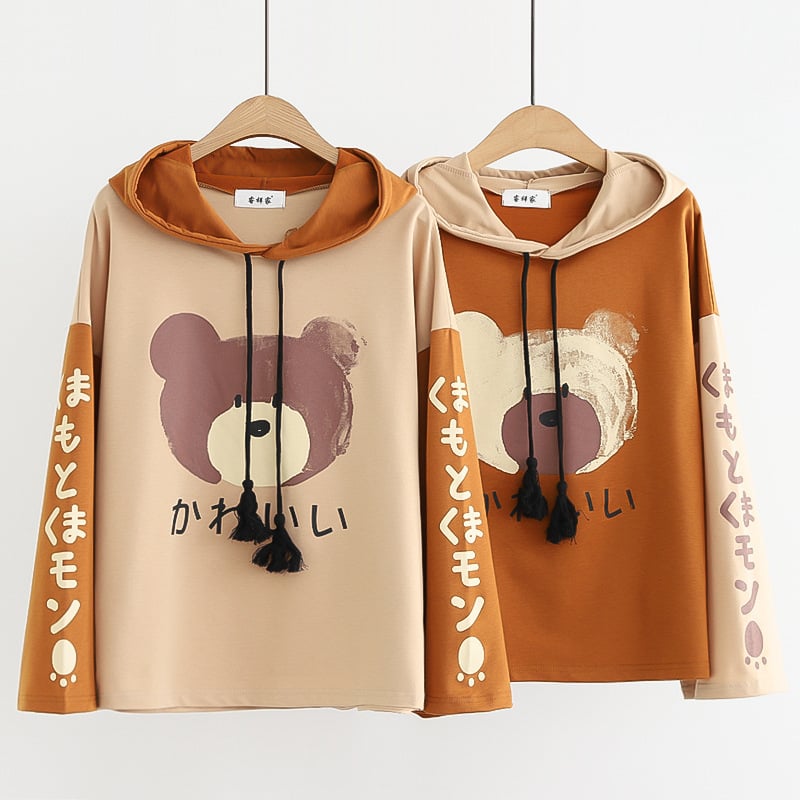 Korean Sweatshirt with Cute Bear Print Design