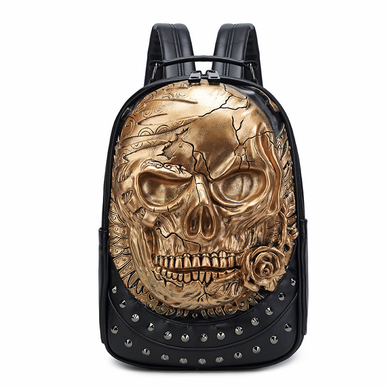 Three-Dimensional Embossed Skull Backpack
