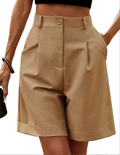 Knee-Length Women's Casual High Waist Suit Shorts (1pc)