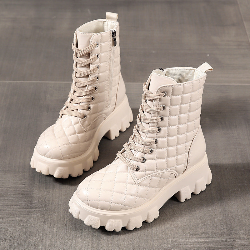 Plus Size Lace-Up Thick Sole Motorcycle Boots
